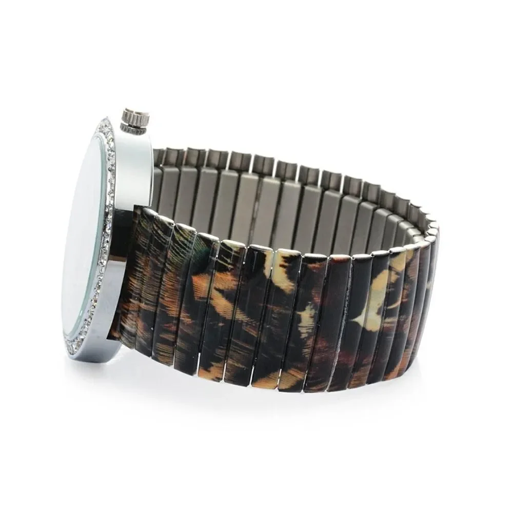 STRADA Animal Print Face Watch Stretchable Band